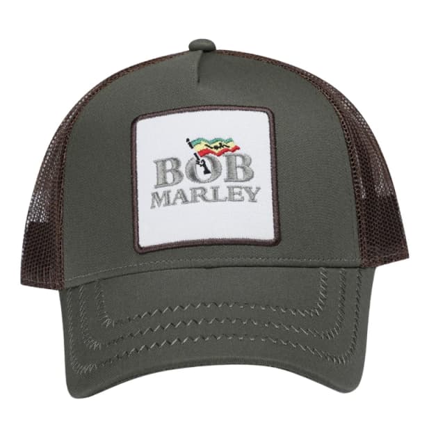 Amplified Womens Bob Marley Trucker Cap in Green Green Female One Size
