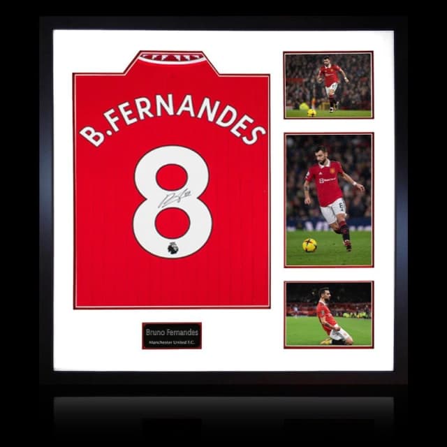 The Fan Cave Bruno Fernandes Signed Manchester United Shirt Eli Red unisex 820x820mm
