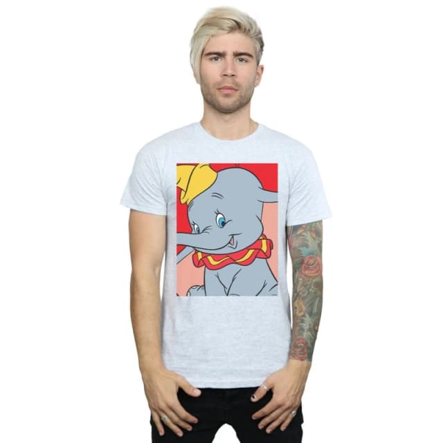 Disney Men Dumbo Portrait T-Shirt in Grey Size: Small Grey S Male 5057955963862