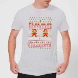 Nintendo Super Mario Mario Ho Ho Ho It's A Me Christmas Grey T-Shirt - L
