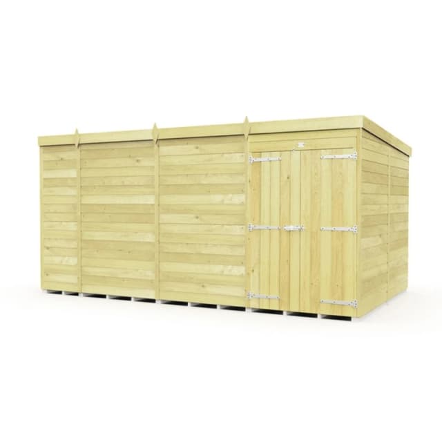 Buttercup Farm 13 x 8 Feet Pent Shed - Double Door W/O Window - L231 x W387 x H201cm in Brown Brown Unisex