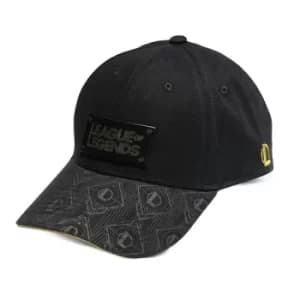LEAGUE OF LEGENDS Logo with Pattern Brim Adjustable Baseball Cap, Black/Yellow (SB112178LOL)
