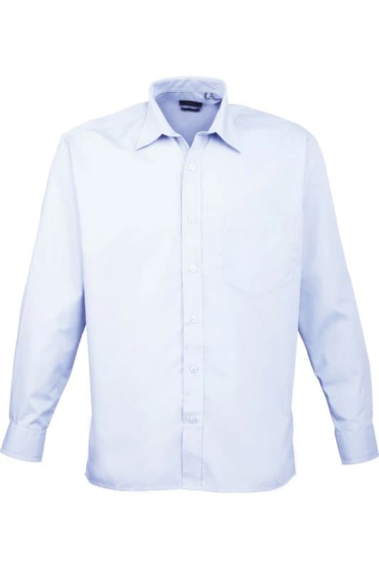 Premier Premier Men Poplin Long-Sleeved Formal Shirt in Light Blue Light Blue One Size Male 5055805361899