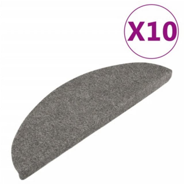 Vidaxl Stair Mats Self-Adhesive 10 Pcs Grey 56X17X3 Cm