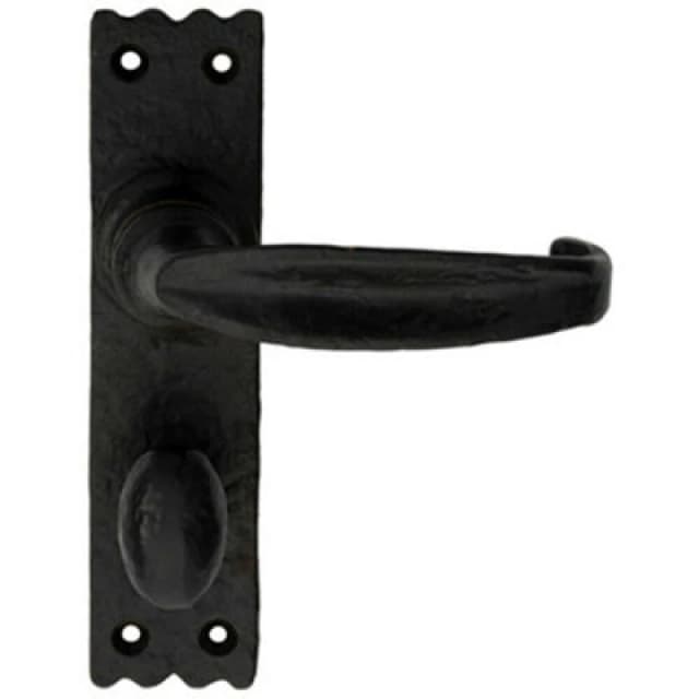 Loops PAIR Creased Style Lever on Slim Bathroom Backplate 156 x 38mm Black Antique Black