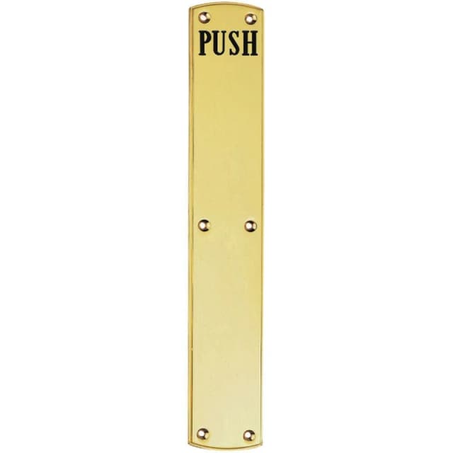Loops Traditional Push Engraved Door Finger Plate 457 x 75mm Polished Brass Metallics