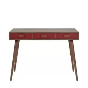 Elijah Retro Dark Pine 3-Drawer Tapered Leg Desk Mulberry
