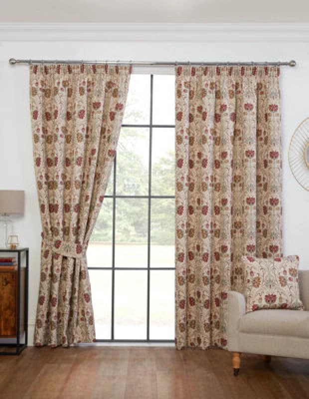 Sundour Aylesbury -Fully Lined Curtains - Pencil Pleat - 100% Polyester (Natural,tie Backs 26''(Pair))