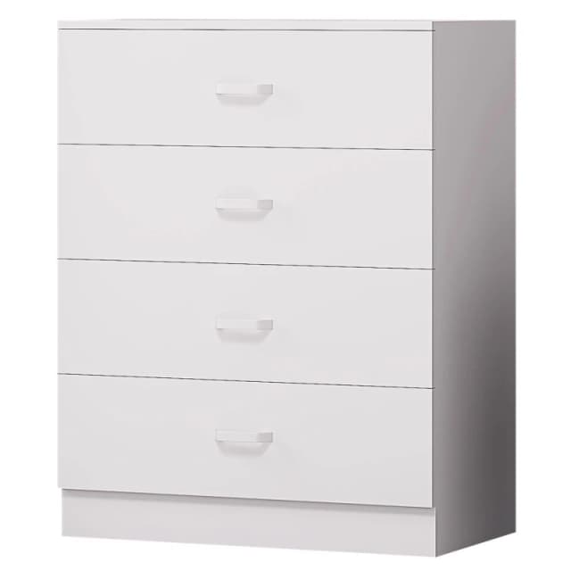 FWStyle FWStyle White 4 Drawer Chest Of Drawers Metal Handles Scratch Resistant White One Size Unisex 5056413127808