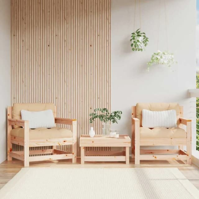 VIDAXL Garden Chairs with Cushions 2 pcs Solid Wood Pine Vidaxl 8720845802141