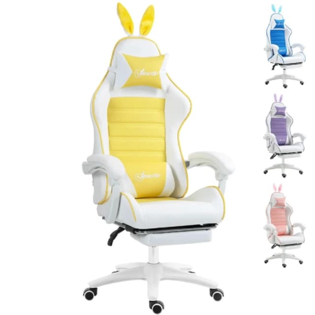 HOMCOM Gaming Vinsetto - Reclining Gaming Chair - PU Leather Yellow unisex One Size