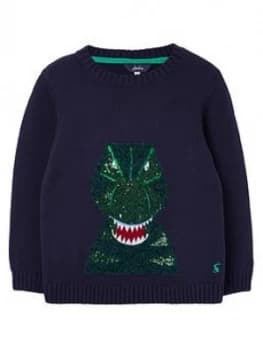 Joules Boys Burford Dino Knitted Jumper - Navy