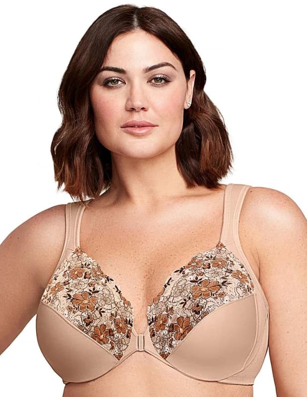 Glamorise Glamorise 1245 Wonder Wire Bra Cafe Print - Glamorise - Size: 44D Cafe Print Female 44D MO46527