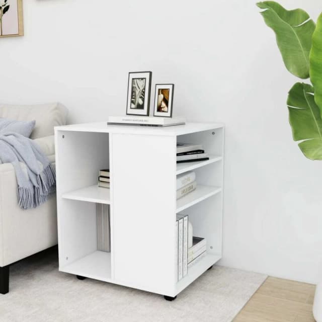 VIDAXL Rolling Cabinet White 60x53x72cm Engineered Wood Vidaxl 8720286609965