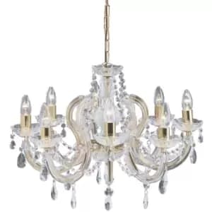 Searchlight Marie Therese - 8 Light Crystal Chandelier Polished Brass Finish, E14