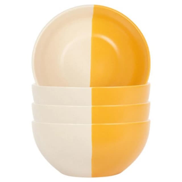 Nicola Spring Dipped Stoneware Cereal Bowls - 16.5Cm - Mustard - Pack Of 4