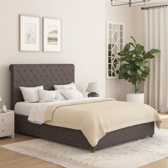 Aspire Aspire Taylor Ottoman Storage Bed Frame in Saxon Twill Fabric in Charcoal Size: Single Charcoal Single Unisex 5057632298959
