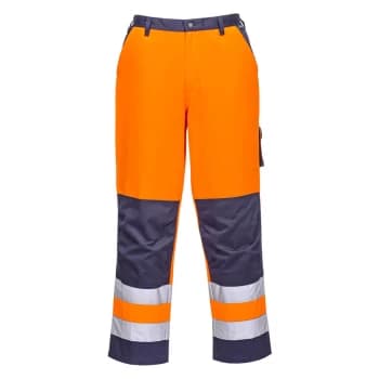 Portwest Lyon Hi Vis Work Trousers Orange / Navy 2XL 32"