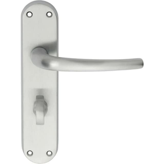 Loops PAIR Slim Round Bar Lever on Shaped Bathroom Backplate 185 x 40mm Satin Chrome Multi