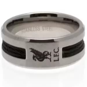 Liverpool FC Black Inlay Ring (Medium) (Silver)