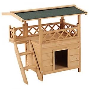 PawHut Cat House Natural 500 mm x 770 mm x 730 mm