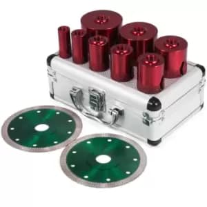 VEVOR Diamond Drill Bit 10Pcs Diamond Hole Saw Set, M14 20/25/32/35/40/50/60/68mm with 2 Saw Blade, Hole Saw Cutter Drill Bit, Drilling Tool for