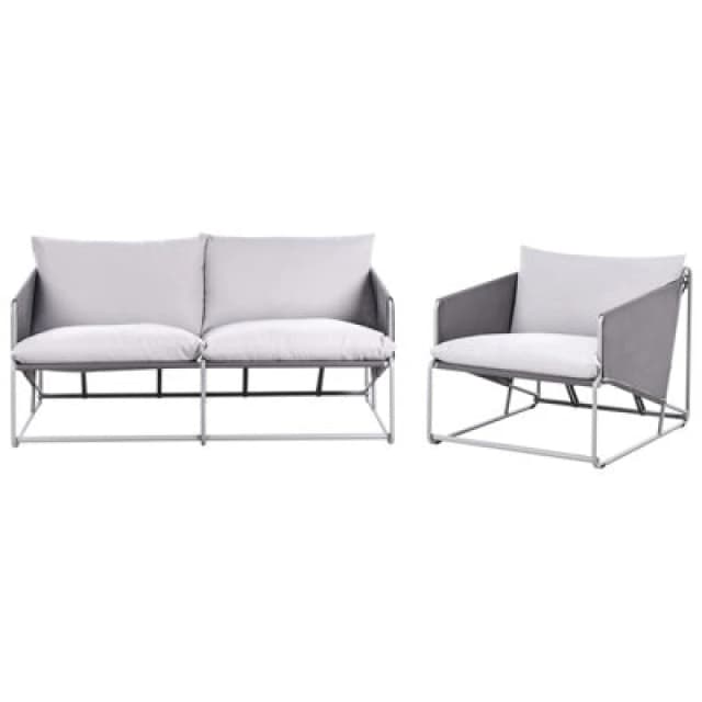 Beliani Garden Sofa Set 3 Seater Ponte Metal Grey