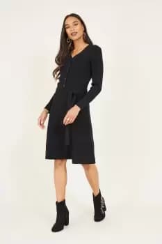 Black Knitted Skater Dress