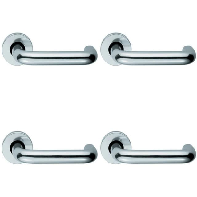 Loops 4x PAIR 19mm Round Bar Safety Lever Concealed Fix Round Rose Polished Aluminium Multi