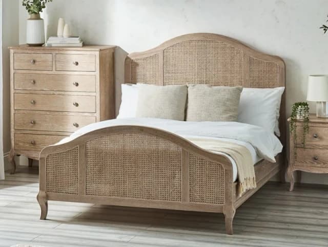 Julian Bowen Fleur 4ft6 Double Rattan and Light Oak Wooden Bed Frame