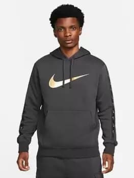 Nike Repeat Swoosh Fleece Hoodie - Grey Size M Men