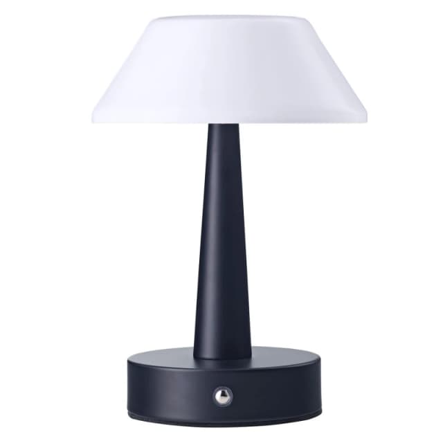 Happy Homewares Matt Black Rechargeable Touch Dimmable Table Lamp with Opal White Domed Shade Black Unisex