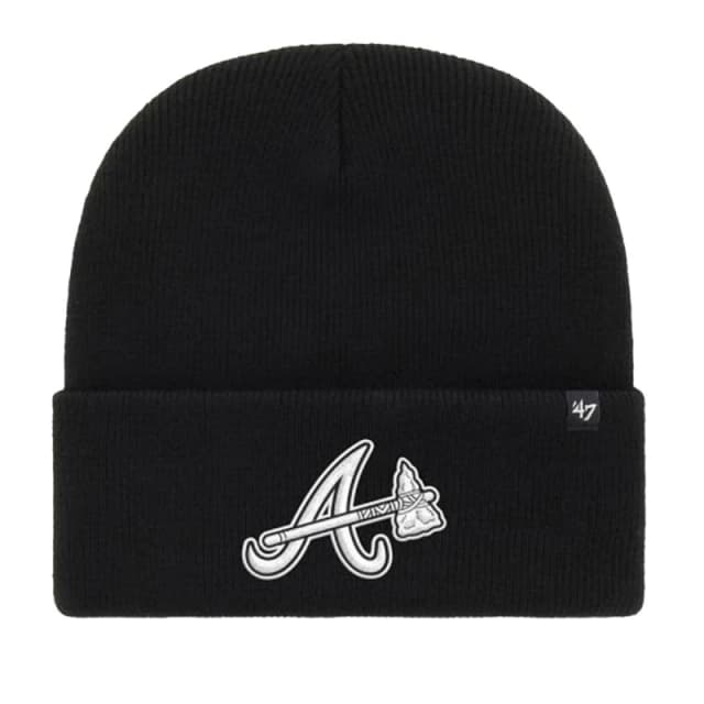 Atlanta Braves Mens Haymaker MLB 47 Knitted Cuff Beanie in Black Male One Size