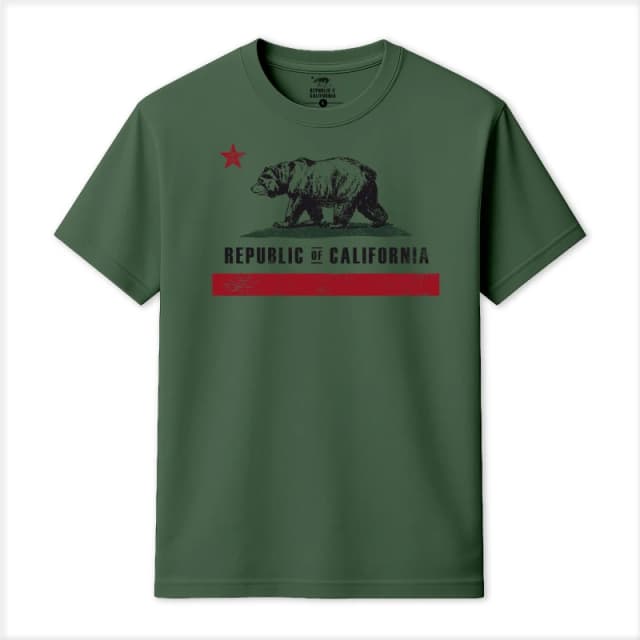 Republic of California Old Flag T-Shirt Military Green male Small