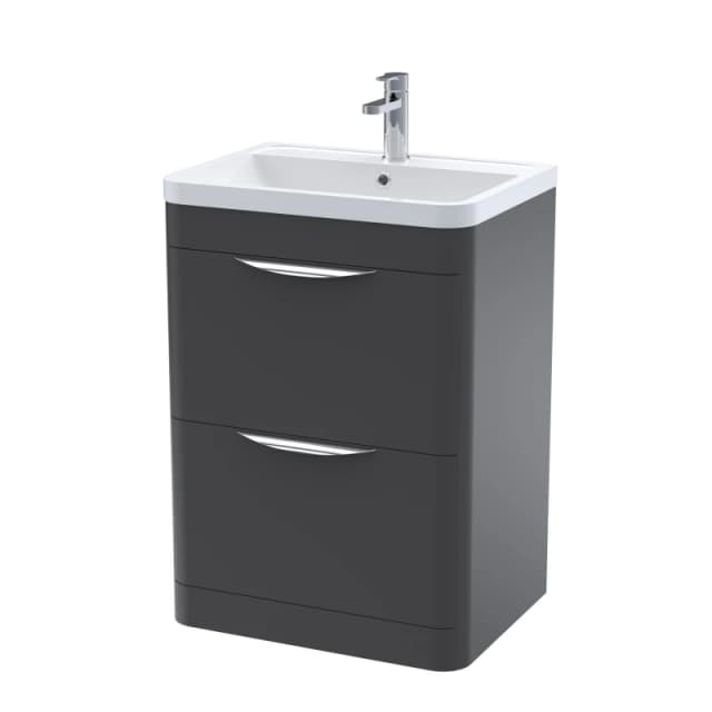 Balterley Floor Standing 2 Drawer Vanity Unit Polymarble Basin Soft Black 600mm Black