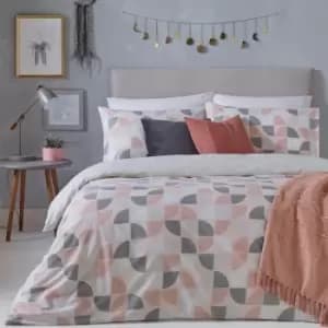 Luna Geometric Duvet Cover Set Blush