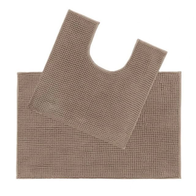 Allure Bath Fashions Supersoft Chenille Bobble Two Piece Bath & Pedestal Mat Set - Mocha