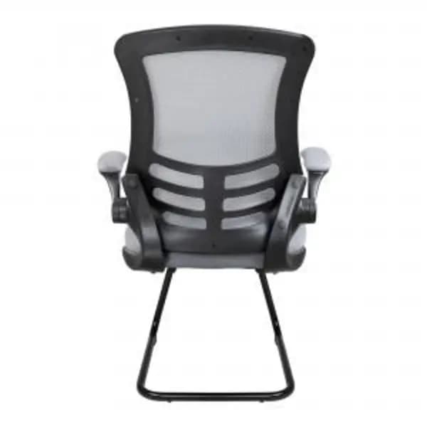 Luna Nautilus Designs Luna Designer High Back Mesh Grey Cantilever Visitor Chair With Folding Arms and Black Shell/Frame - BCM/L1302V/GY BCM/L1302V/GY