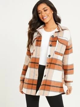 Quiz Camel Checked Skacket - S