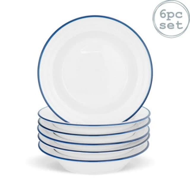 Nicola Spring White Farmhouse Soup Plates - 22cm - Pack of 6 White