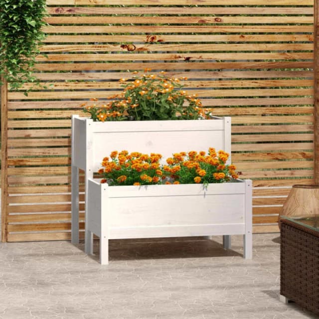 vidaXL Planter White 84.5x84x75cm Solid Wood Pine, White 822258