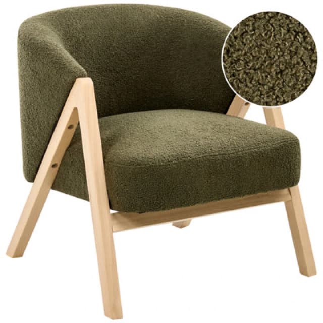 Beliani Boucle Armchair Dark Green Skei