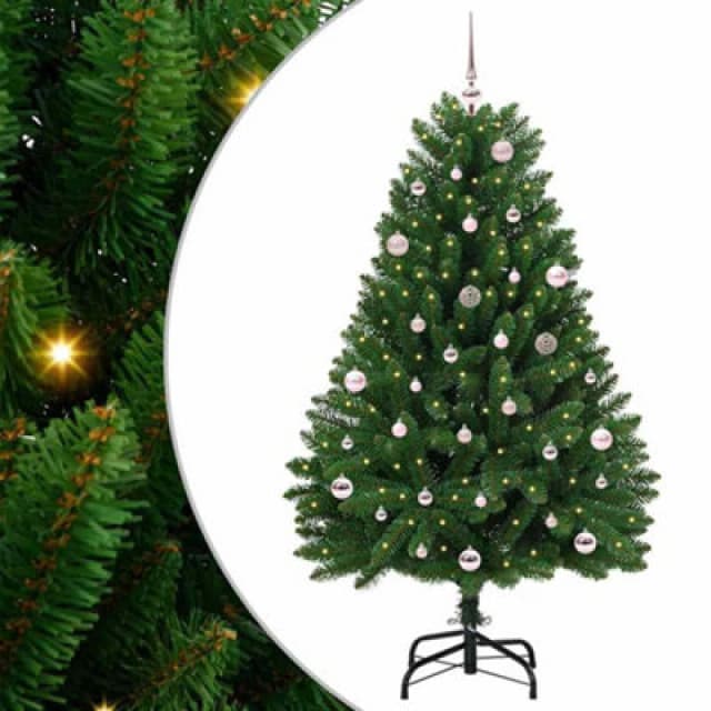 vidaXL Artificial Christmas Tree with Pink Balls Green 150cm PVC and Metal, Green 3395678