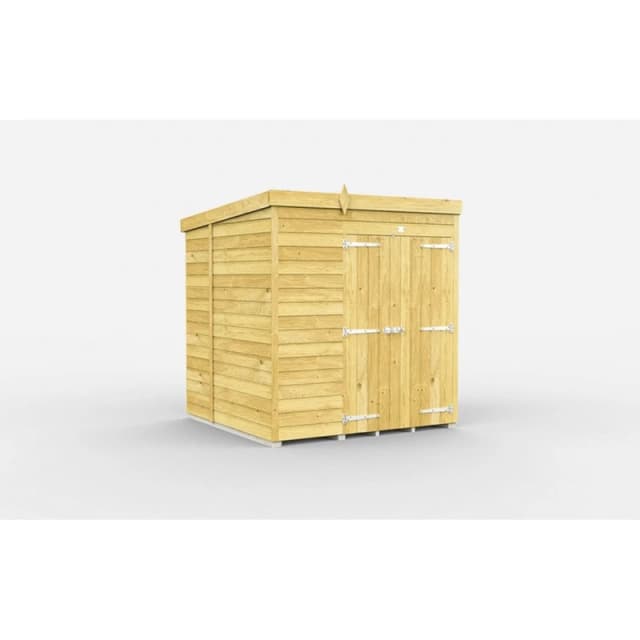 Buttercup Farm 6 x 6 Feet Pent Shed - Double Door W/O Windows - L178 x W185 x H201cm in Brown Brown Unisex