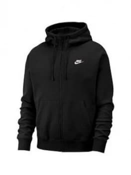 Nike Sportswear Plus Size Club Fleece Full Zip Hoodie - Black, Size 3XL, Men