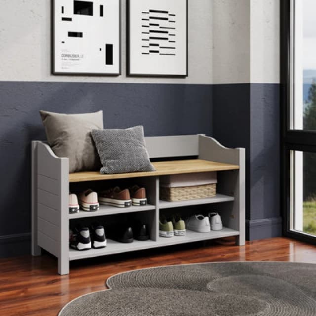 Core Products Corona Grey Large Shoe Storage Bench, Grey CRG955