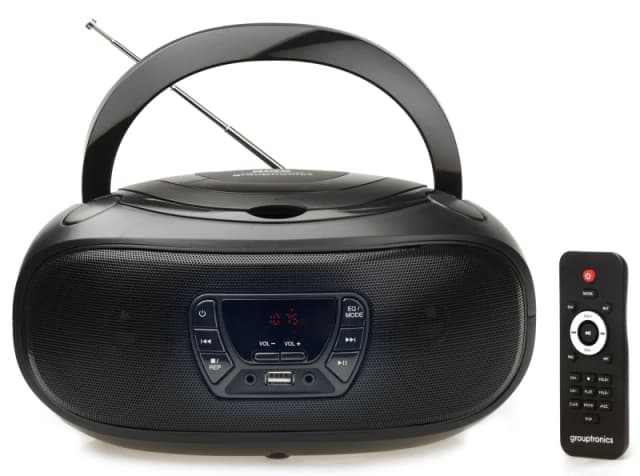 Grouptronics Gtcdr-501 Black Versatile Boombox Cd Player With Radio, USB Mp3 & Aux In For Smartphones And Tablets