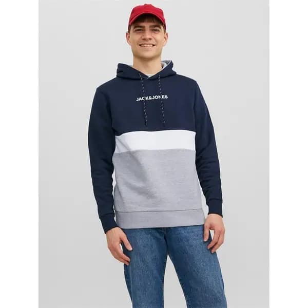 Jack and Jones Ereid Block Hoodie - Blue XS