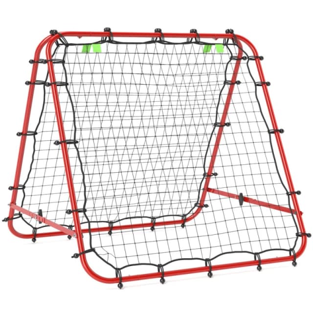 HOMCOM Rebounder Net Football Target Goal with Adjustable Angles, Red, Red A60-003V00RD
