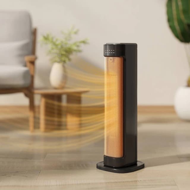 HOMCOM Ceramic Electric Heater, 2000W Space Heater with Timer in Black Unisex